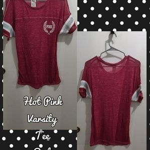 Hot Pink Varsity Style Tee